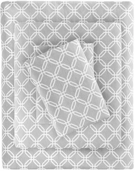Olliix by True North by Sleep Philosophy Grey Geo Full Cozy 100% Cotton Flannel Printed Sheet Set