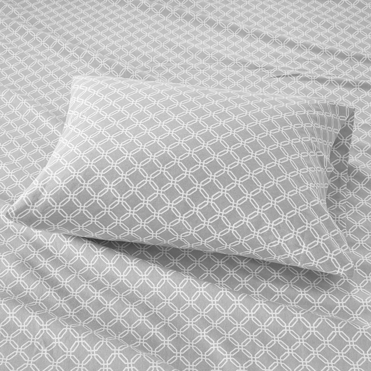 Olliix by True North by Sleep Philosophy Grey Geo Queen Cozy 100% Cotton Flannel Printed Sheet Set