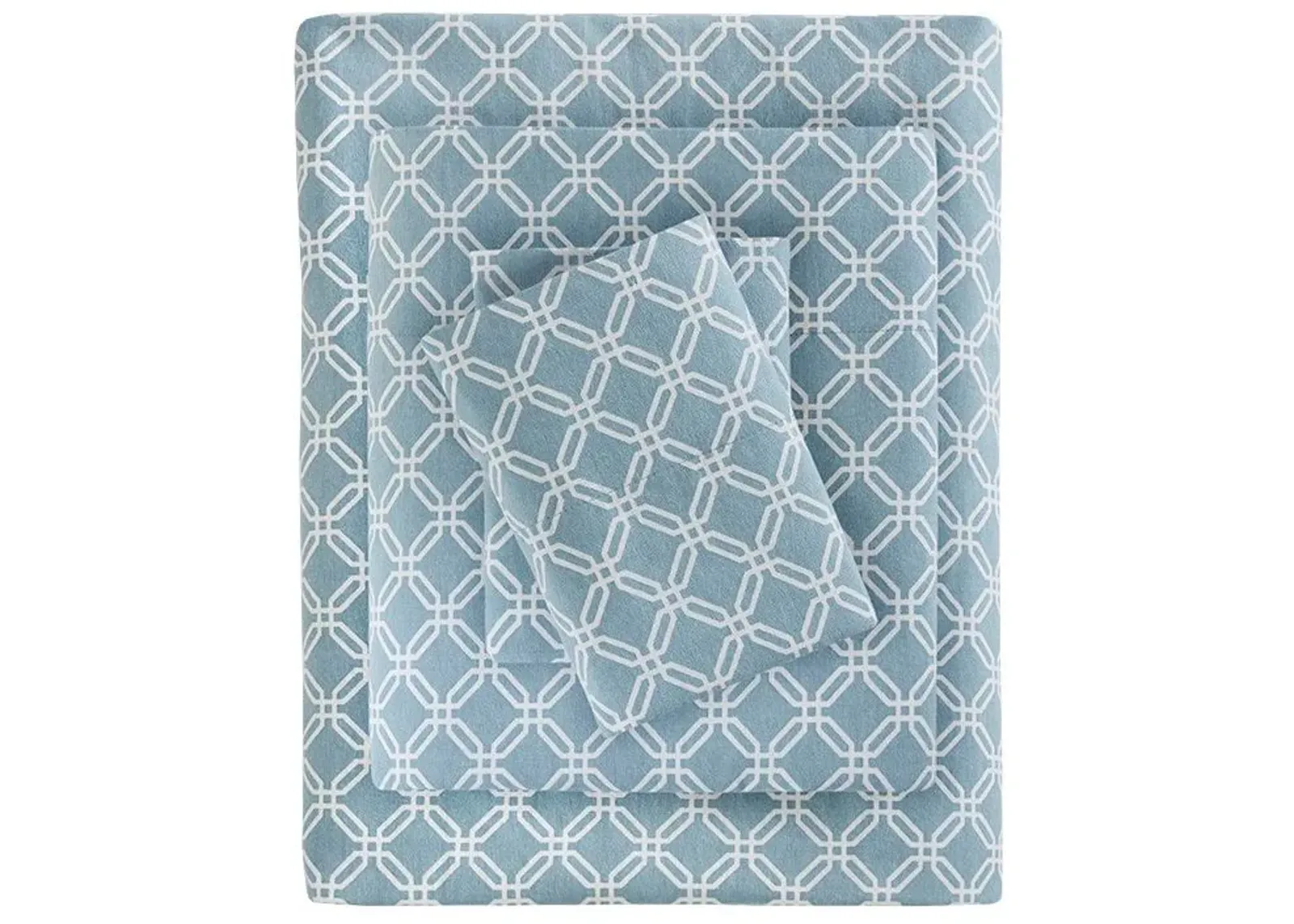 Olliix by True North by Sleep Philosophy Cozy Flannel Blue Geo Twin 100% Cotton Printed Sheet Set