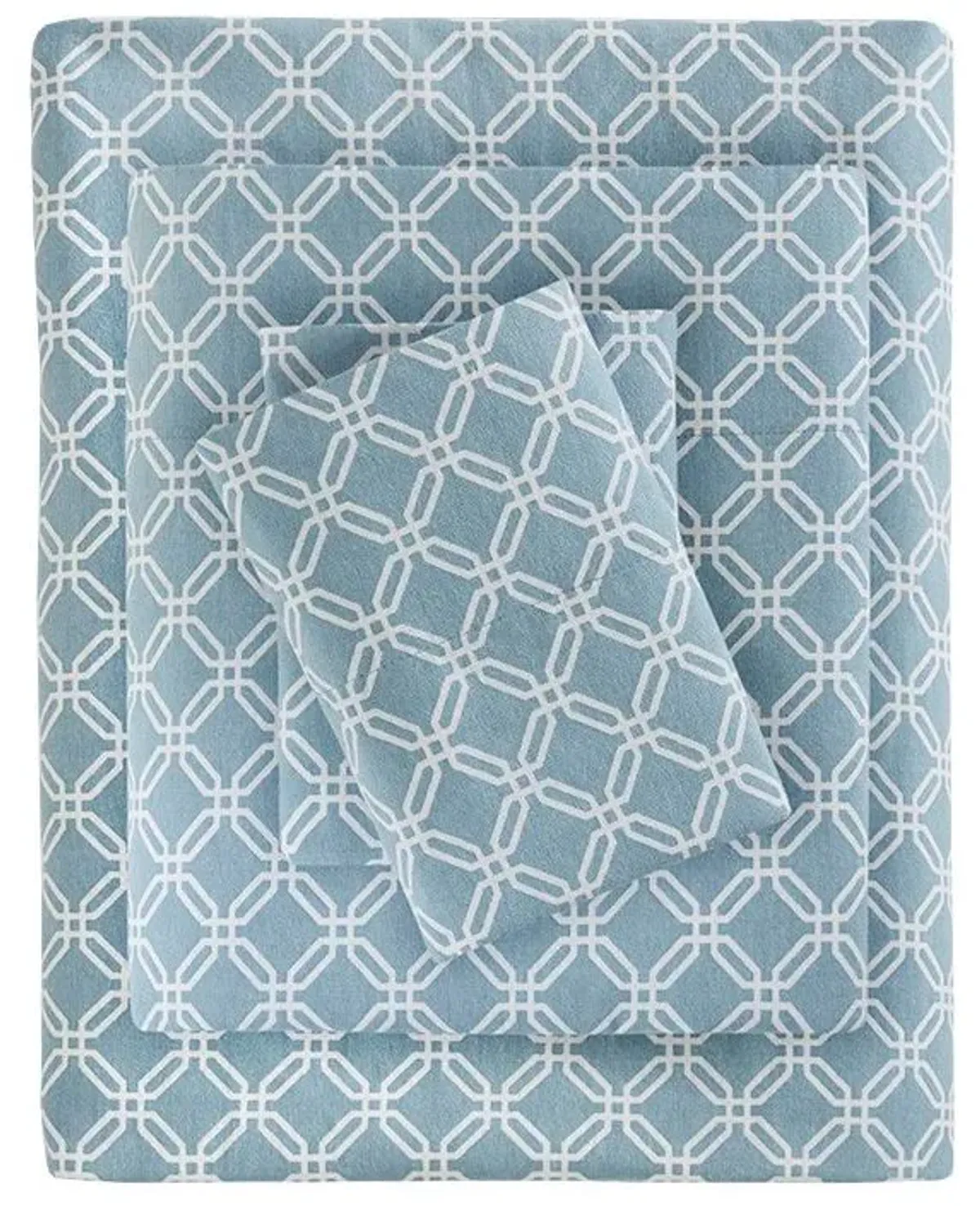 Olliix by True North by Sleep Philosophy Cozy Flannel Blue Geo Twin 100% Cotton Printed Sheet Set