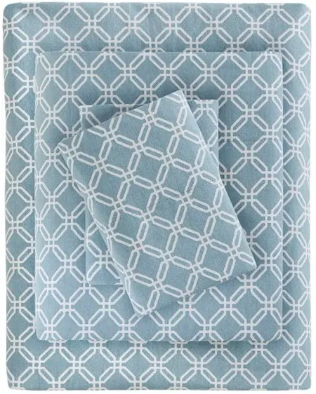 Olliix by True North by Sleep Philosophy Cozy Flannel Blue Geo Twin 100% Cotton Printed Sheet Set
