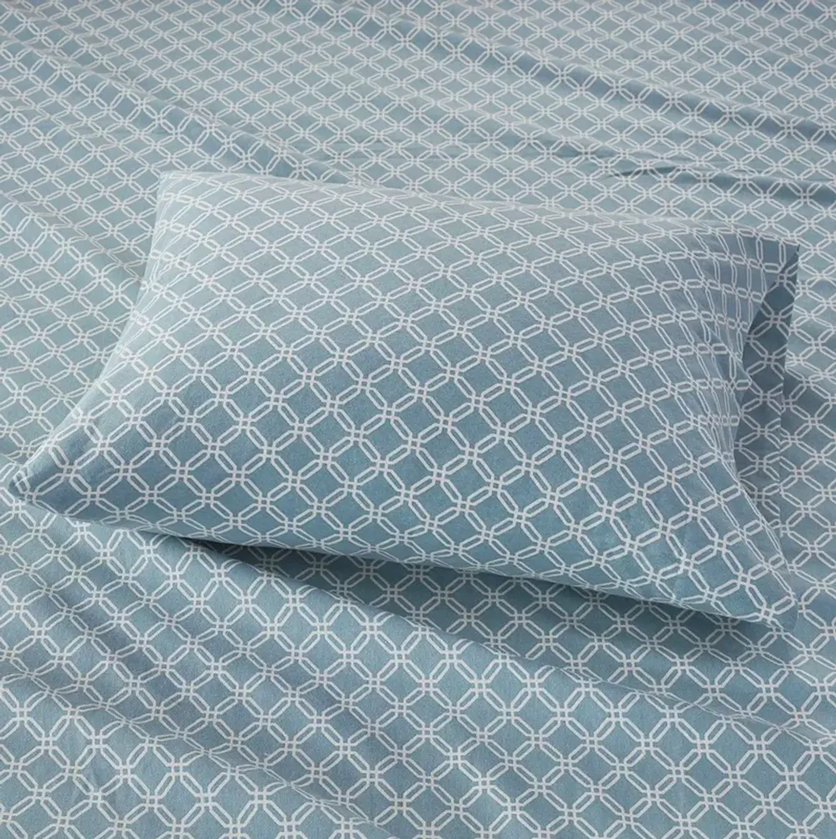 Olliix by True North by Sleep Philosophy Blue Geo Twin XL Cozy 100% Cotton Flannel Printed Sheet Set