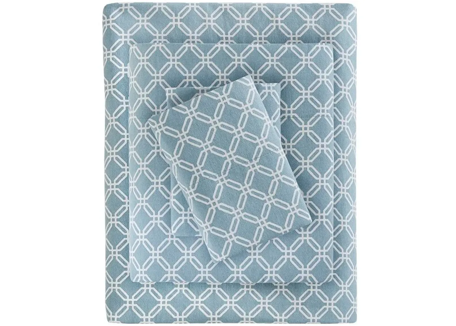 Olliix by True North by Sleep Philosophy Blue Geo Twin XL Cozy 100% Cotton Flannel Printed Sheet Set