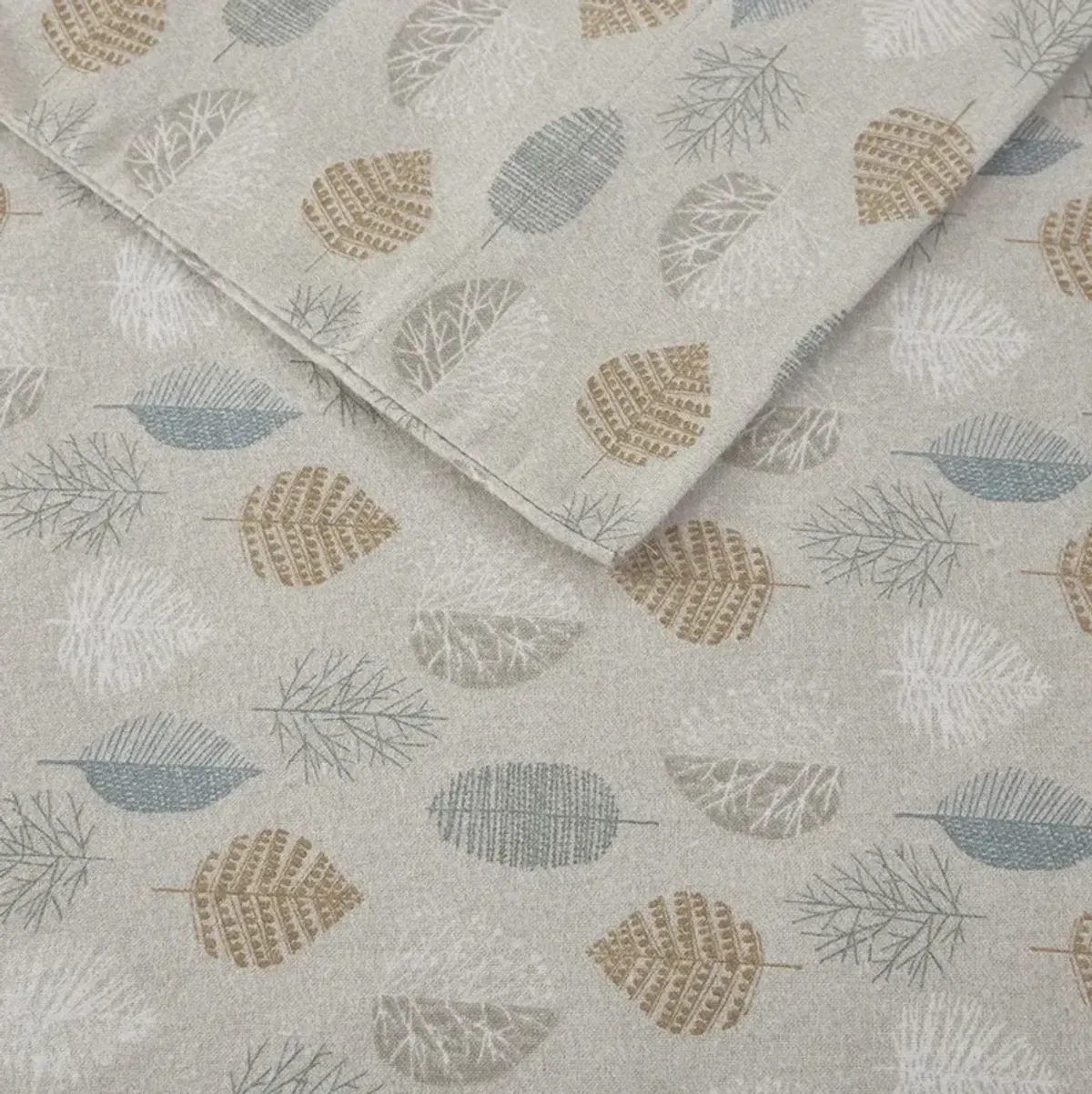 Olliix by True North by Sleep Philosophy Cozy Flannel Multi Leaves King 100% Cotton Printed Sheet Set