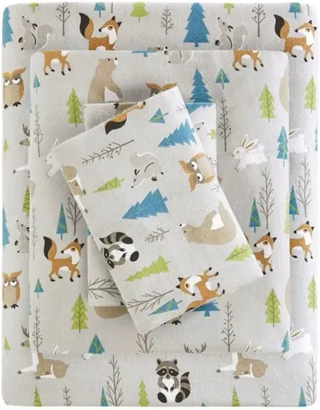 Olliix by True North by Sleep Philosophy Multi Forest Animals Full Cozy 100% Cotton Flannel Printed Sheet Set
