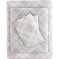 Olliix by True North by Sleep Philosophy Pink Plaid King Cozy 100% Cotton Flannel Printed Sheet Set