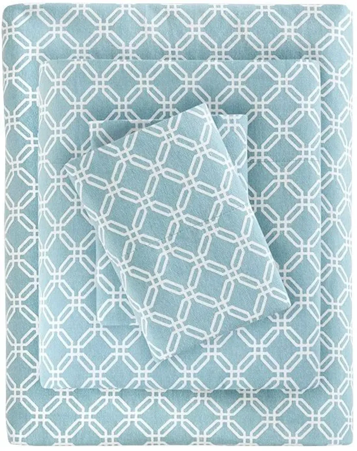 Olliix by True North by Sleep Philosophy Aqua Geo Twin XL Cozy 100% Cotton Flannel Printed Sheet Set