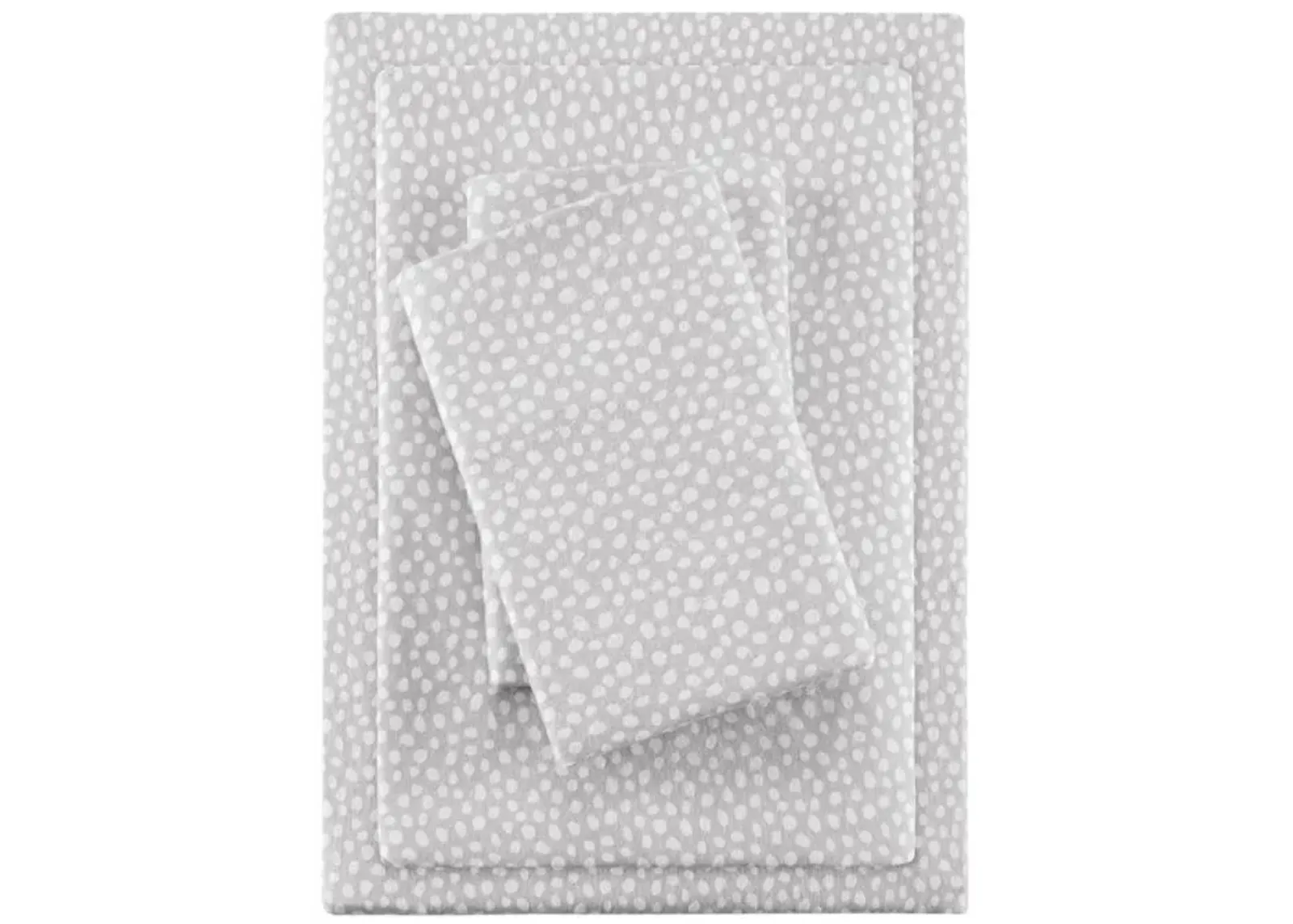 Olliix by True North by Sleep Philosophy Cozy Flannel Grey Dots Twin Cotton Printed Sheet Set