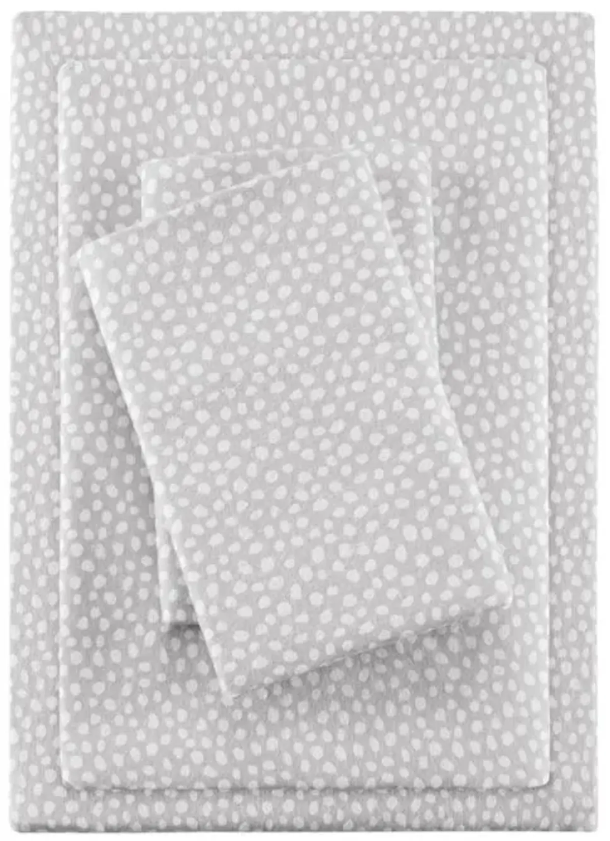 Olliix by True North by Sleep Philosophy Cozy Flannel Grey Dots Twin Cotton Printed Sheet Set