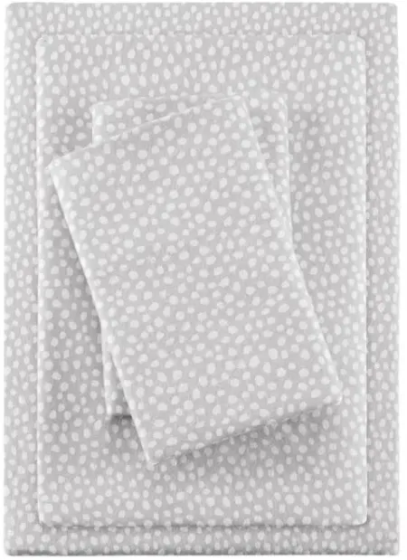 Olliix by True North by Sleep Philosophy Cozy Flannel Grey Dots Twin Cotton Printed Sheet Set