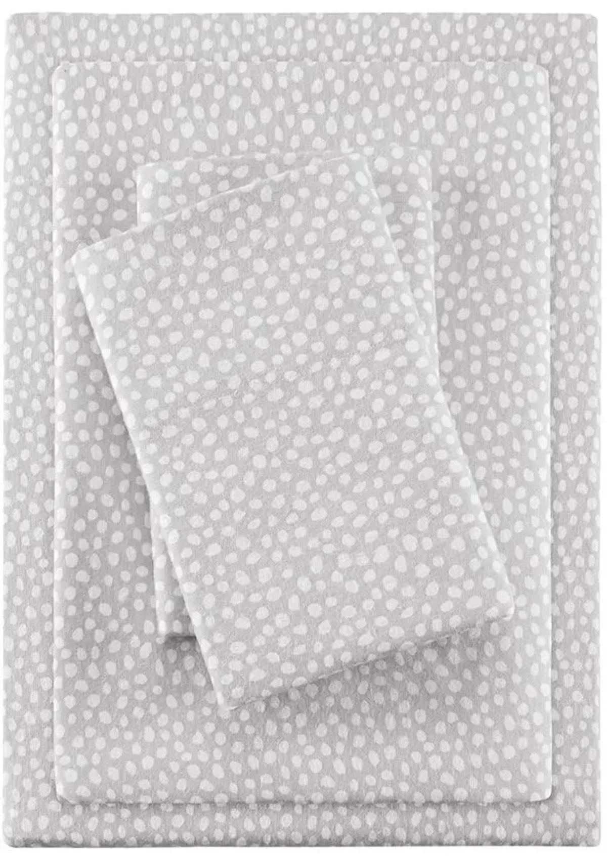 Olliix by True North by Sleep Philosophy Grey Dots Full Cozy 100% Cotton Flannel Printed Sheet Set