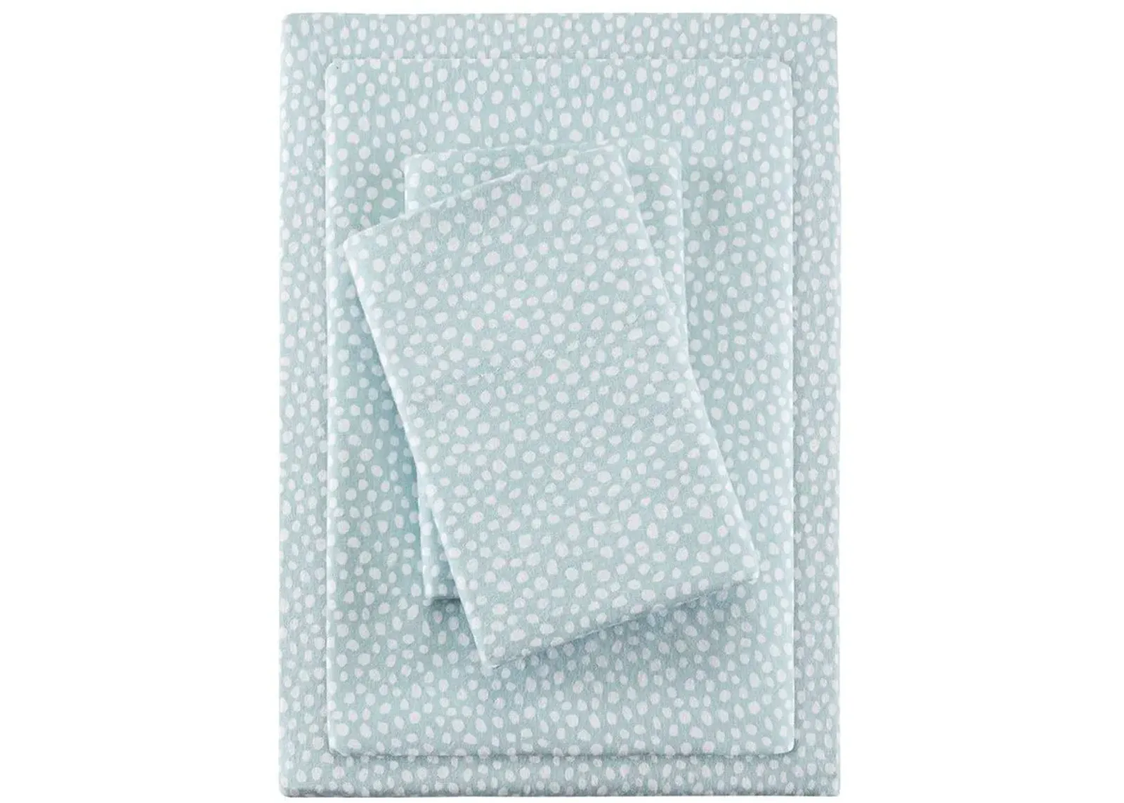 Olliix by True North by Sleep Philosophy Aqua Dots Full Cozy 100% Cotton Flannel Printed Sheet Set