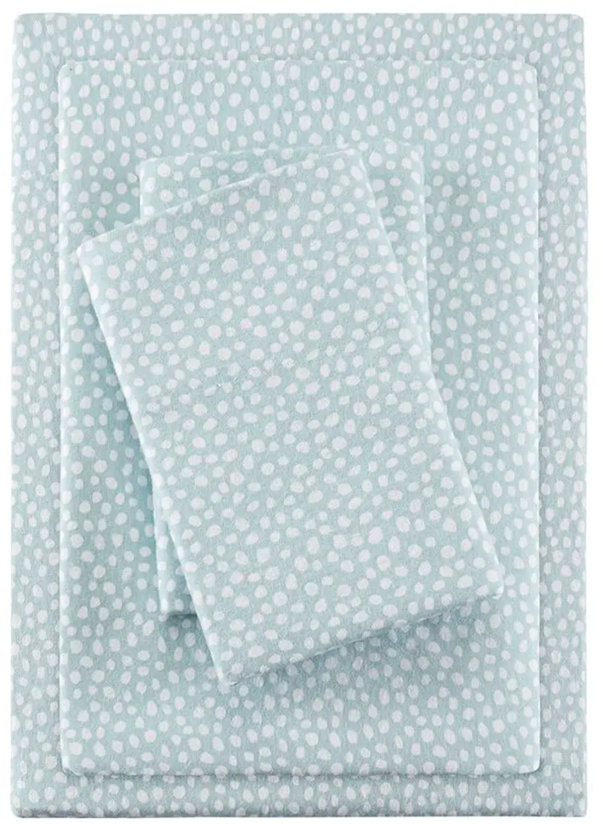 Olliix by True North by Sleep Philosophy Aqua Dots Full Cozy 100% Cotton Flannel Printed Sheet Set