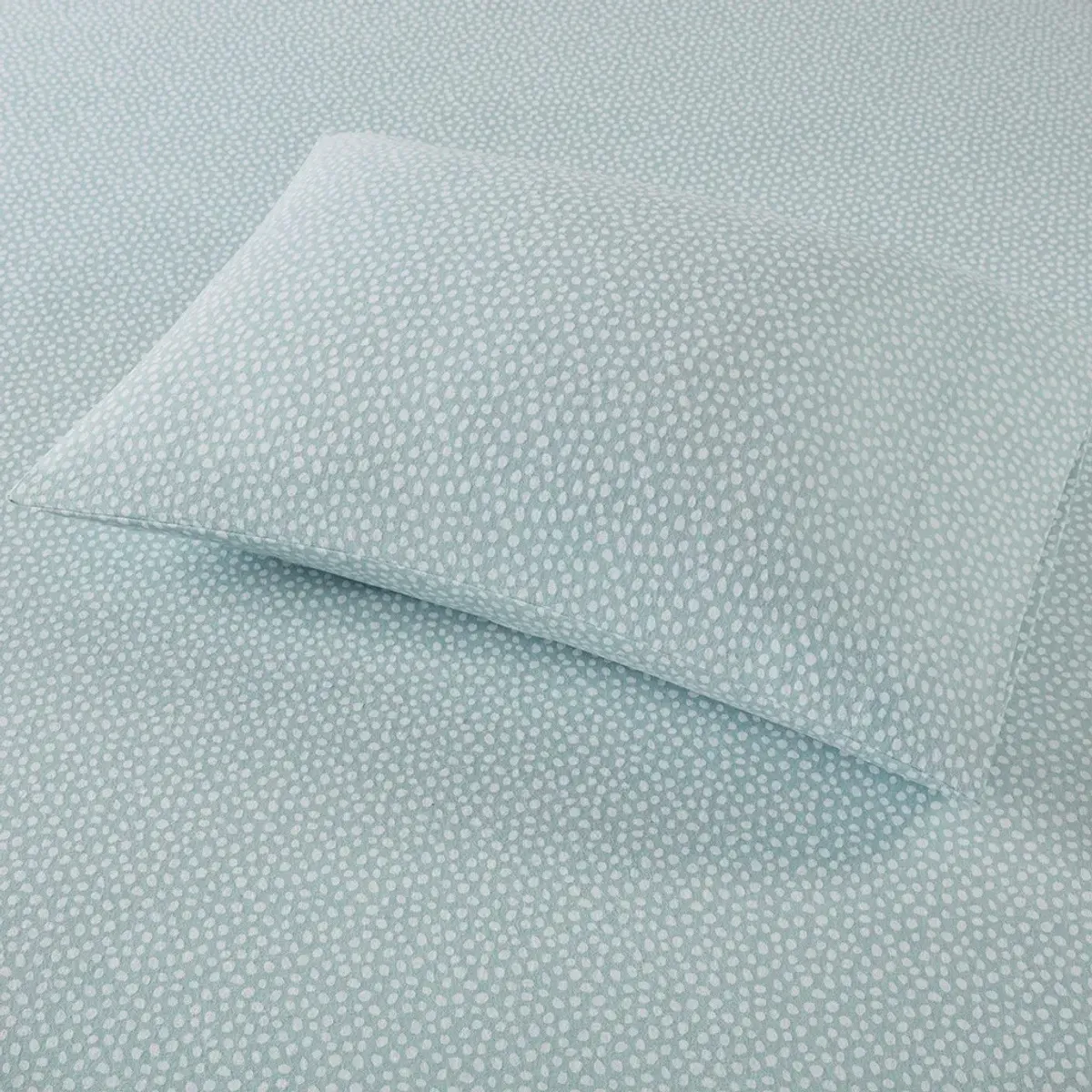 Olliix by True North by Sleep Philosophy Aqua Dots Queen Cozy 100% Cotton Flannel Printed Sheet Set