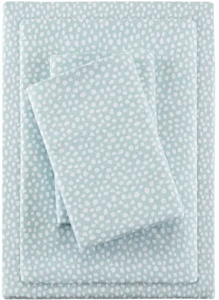 Olliix by True North by Sleep Philosophy Aqua Dots Queen Cozy 100% Cotton Flannel Printed Sheet Set
