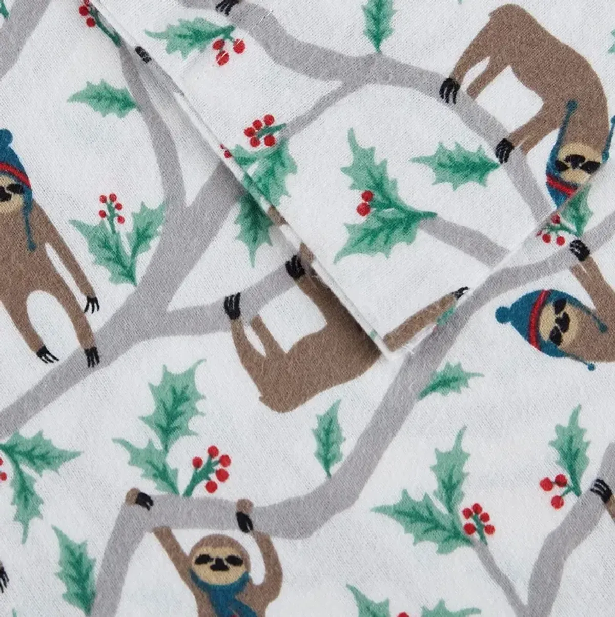 Olliix by True North by Sleep Philosophy Cozy Flannel Multicolor Sloth Full Cotton Printed Sheet Set