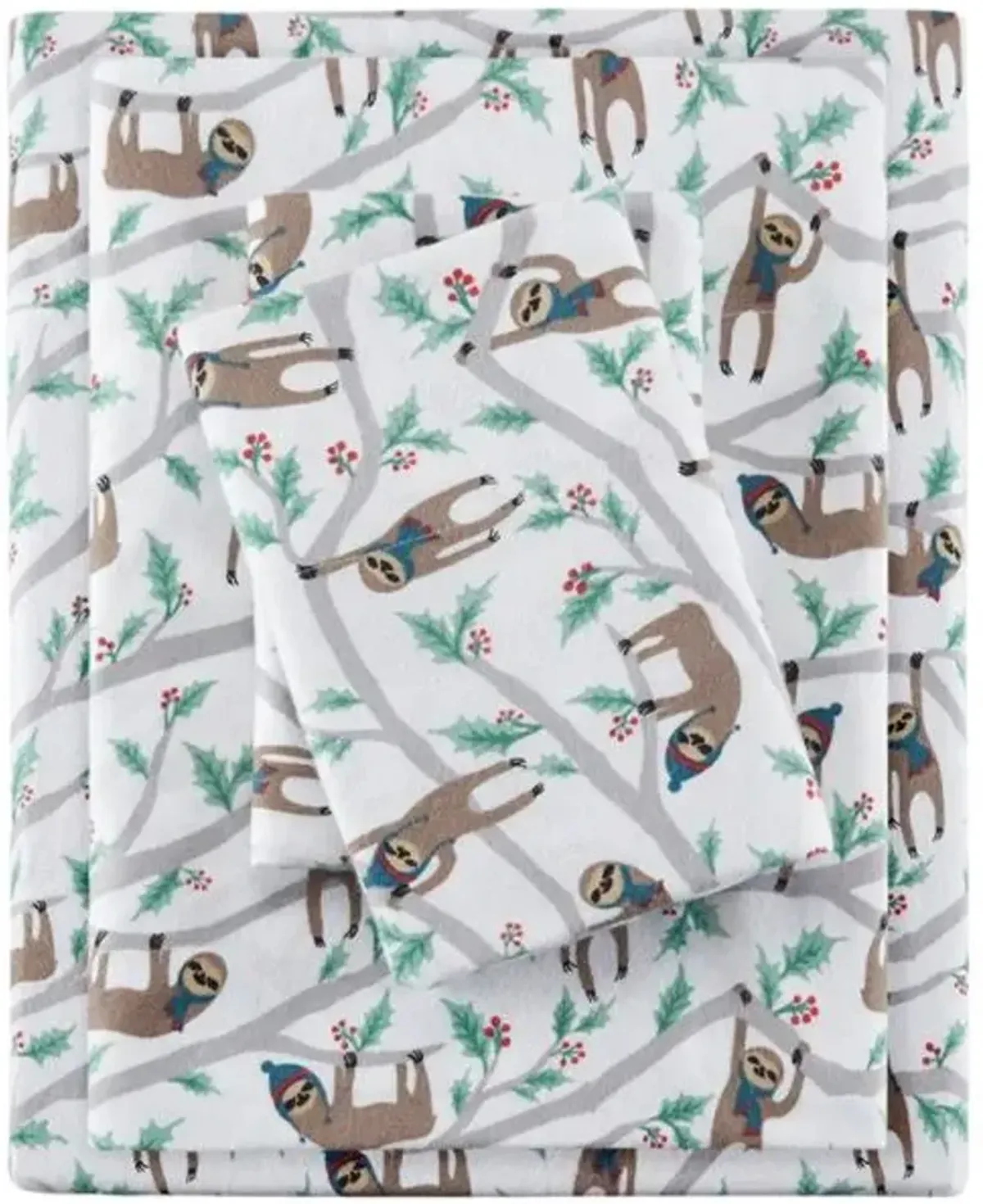 Olliix by True North by Sleep Philosophy Cozy Flannel Multicolor Sloth Full Cotton Printed Sheet Set