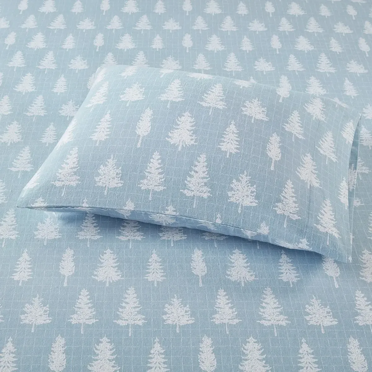 Olliix by True North by Sleep Philosophy Blue Forest Full Cozy 100% Cotton Flannel Printed Sheet Set