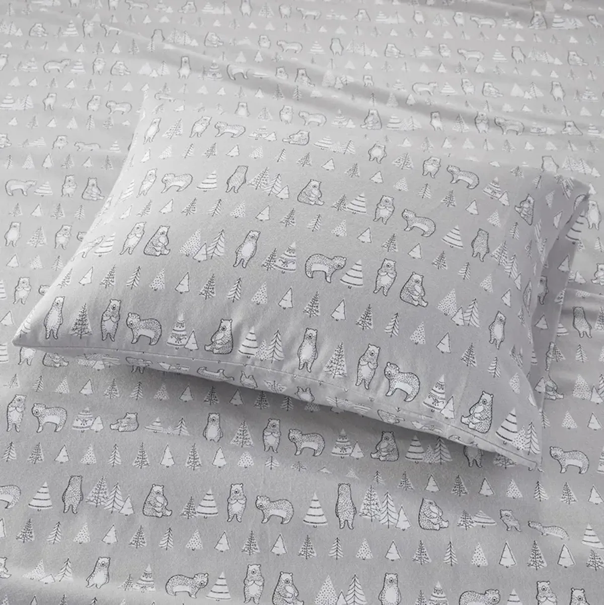 Olliix by True North by Sleep Philosophy Cozy Flannel Bear Twin Extra Large Cotton Printed Sheet Set