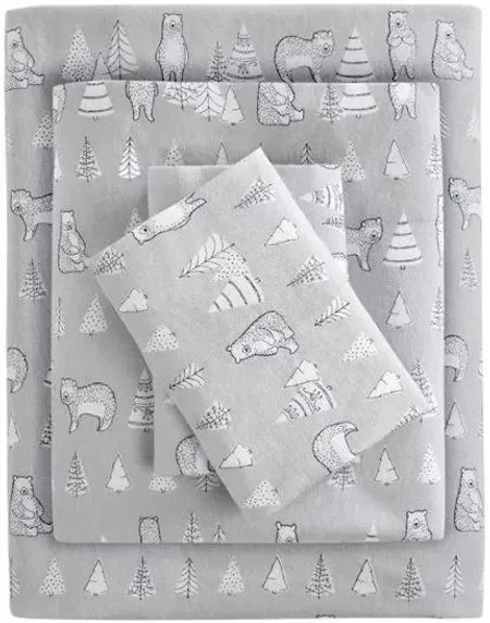 Olliix by True North by Sleep Philosophy Cozy Flannel Bear Twin Extra Large Cotton Printed Sheet Set