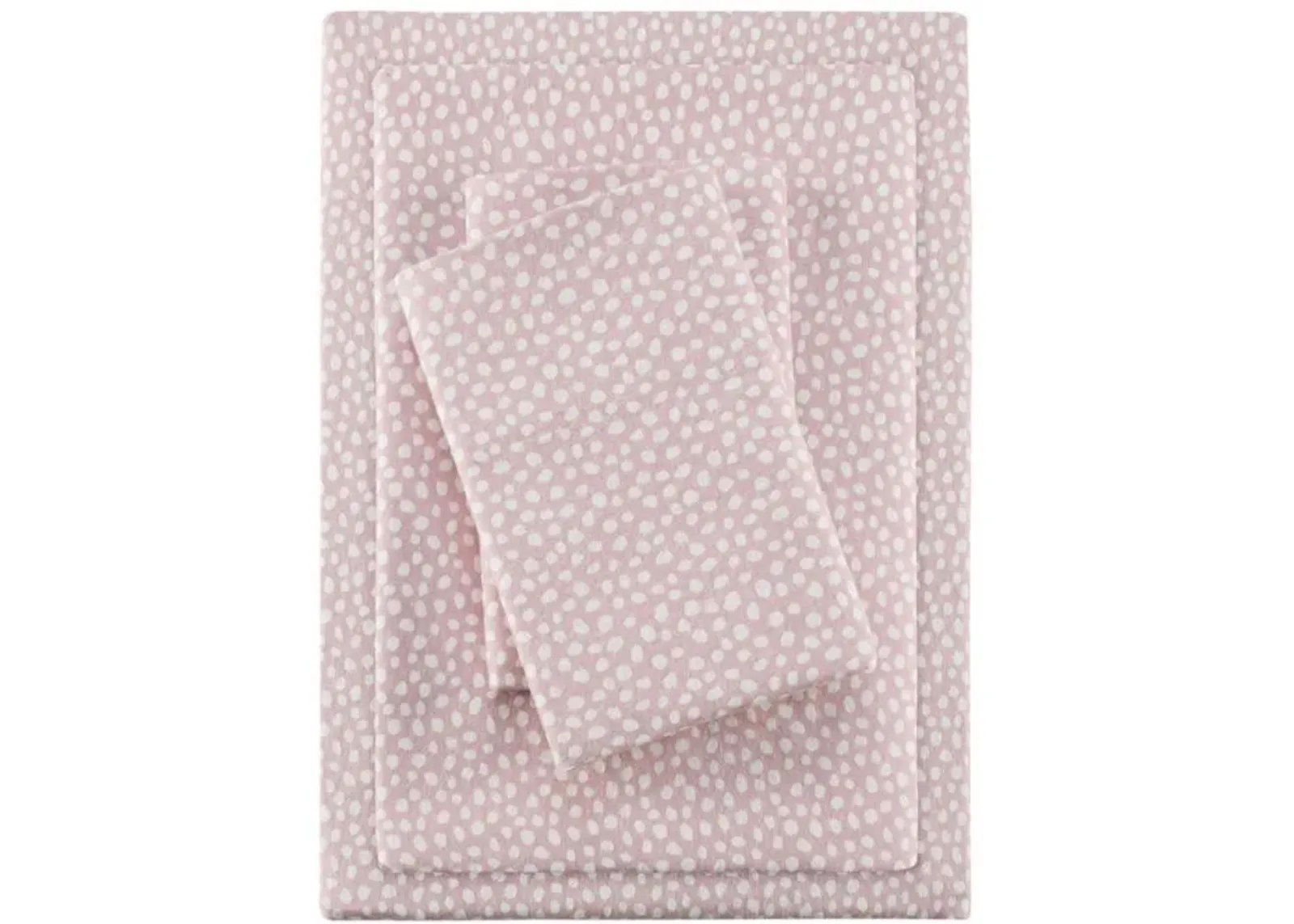 Olliix by True North by Sleep Philosophy Cozy Flannel Blush Dots Twin Cotton Printed Sheet Set