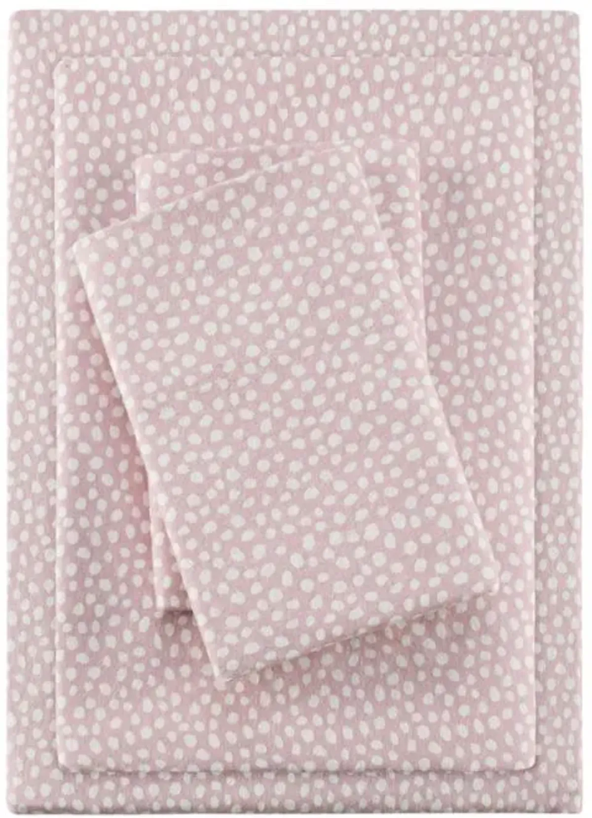 Olliix by True North by Sleep Philosophy Cozy Flannel Blush Dots Twin Cotton Printed Sheet Set