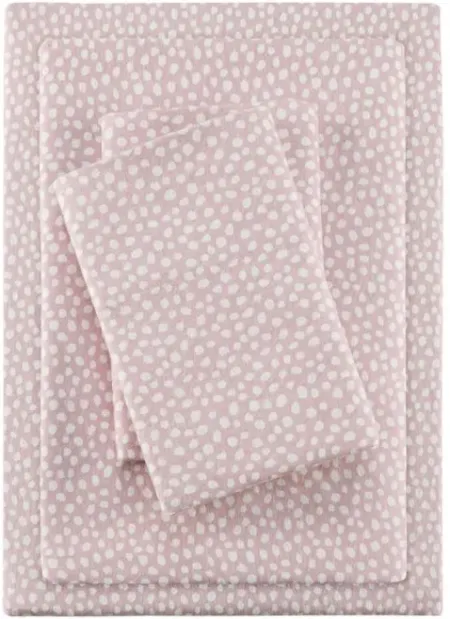 Olliix by True North by Sleep Philosophy Cozy Flannel Blush Dots Twin Cotton Printed Sheet Set