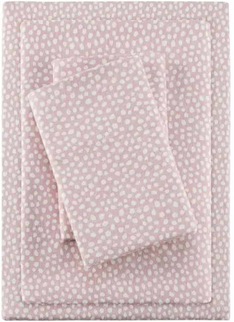 Olliix by True North by Sleep Philosophy Cozy Flannel Blush Dots King Cotton Printed Sheet Set