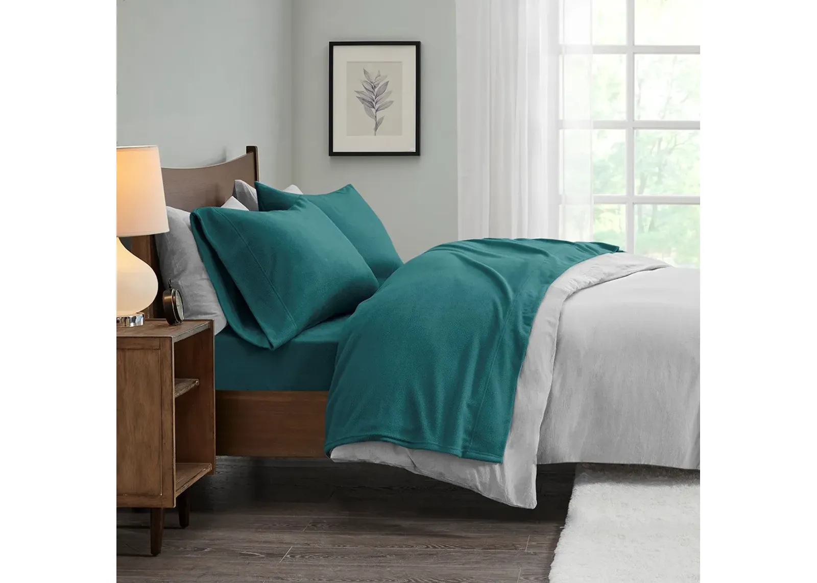 Olliix by True North by Sleep Philosophy Micro Fleece Teal Twin XL Sheet Set