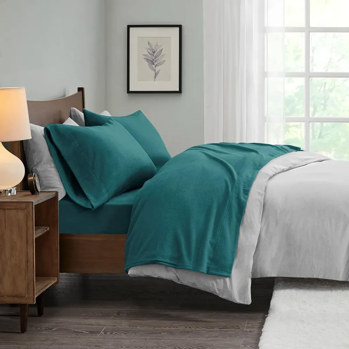 Olliix by True North by Sleep Philosophy Micro Fleece Teal Twin XL Sheet Set