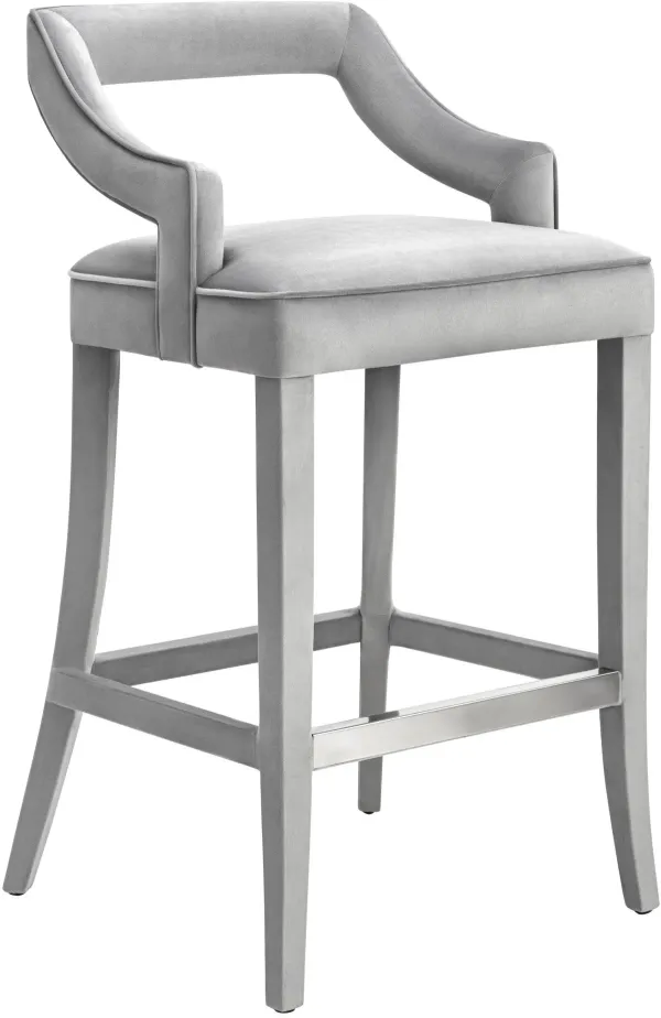 TOV Furniture Tiffany Grey Velvet Bar Stool
