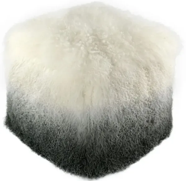 TOV Furniture Tibetan Sheep White to Grey Pouf
