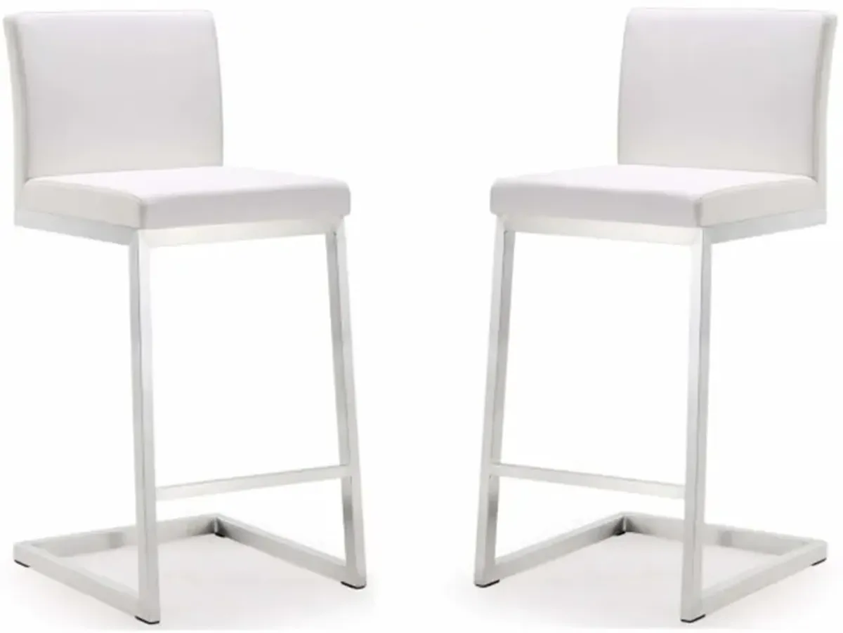 TOV Furniture Parma White Steel 2-Piece Counter Stool Set
