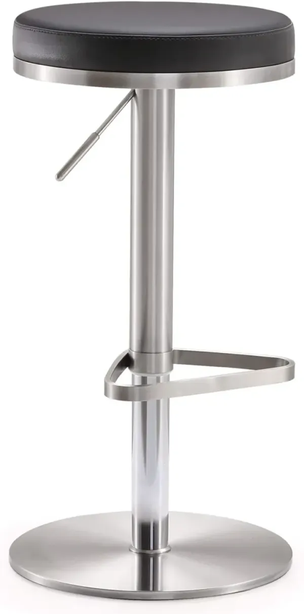 TOV Furniture Fano Black Steel Adjustable Bar Stool