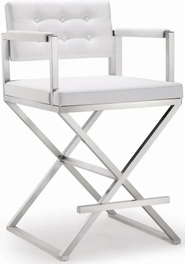 TOV Furniture Director White Steel Counter Stool