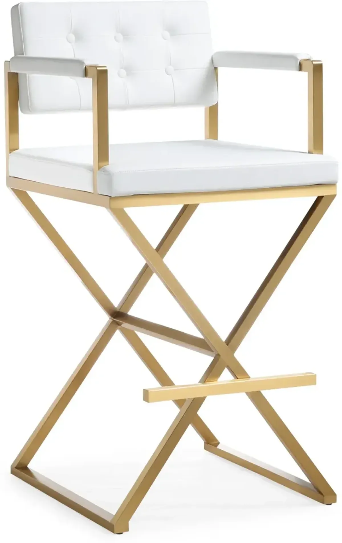 TOV Furniture Director White Gold Steel Bar Stool
