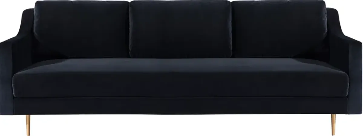 TOV Furniture Milan Black Velvet Sofa