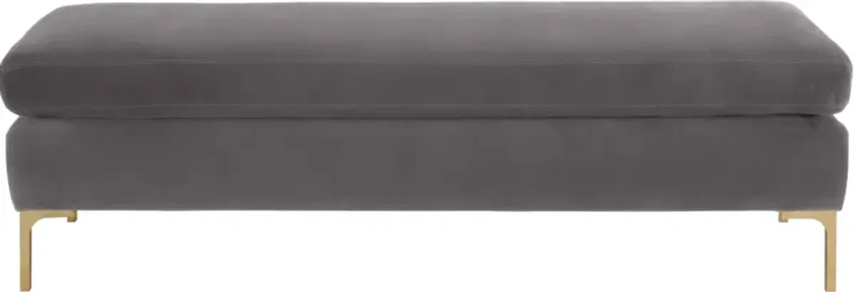 TOV Furniture Delilah Grey Textured Velvet Bench