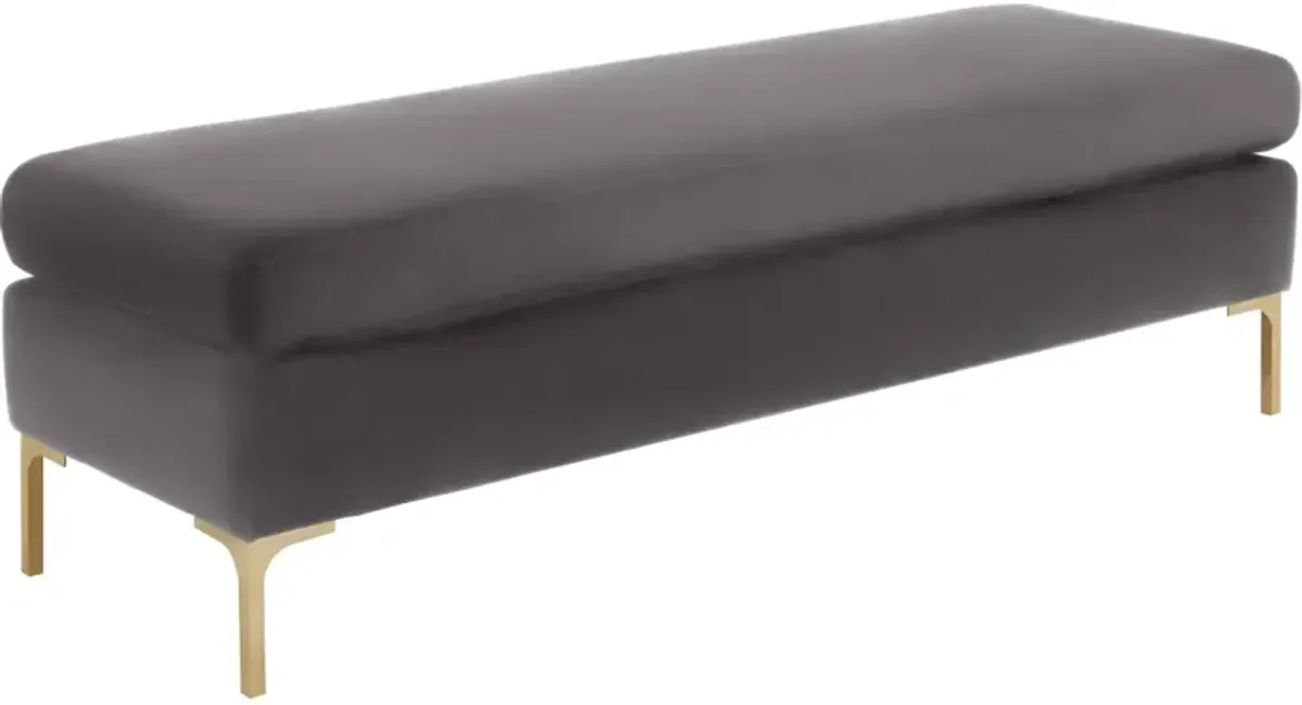 TOV Furniture Delilah Grey Textured Velvet Bench