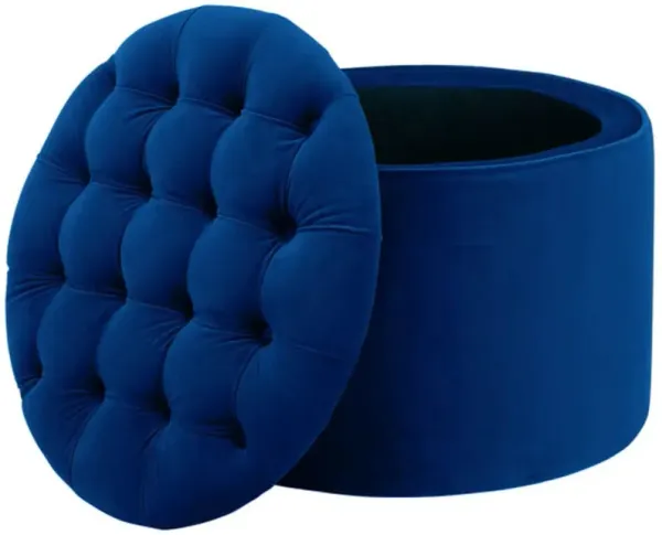 TOV Furniture Queen Navy Velvet Storage Ottoman