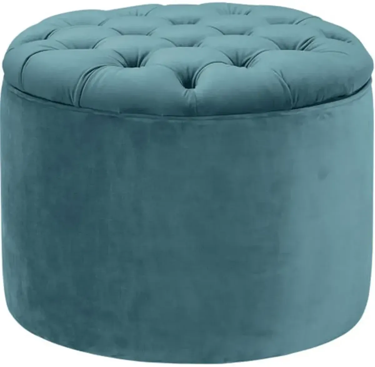 TOV Furniture Queen Sea Blue Velvet Storage Ottoman