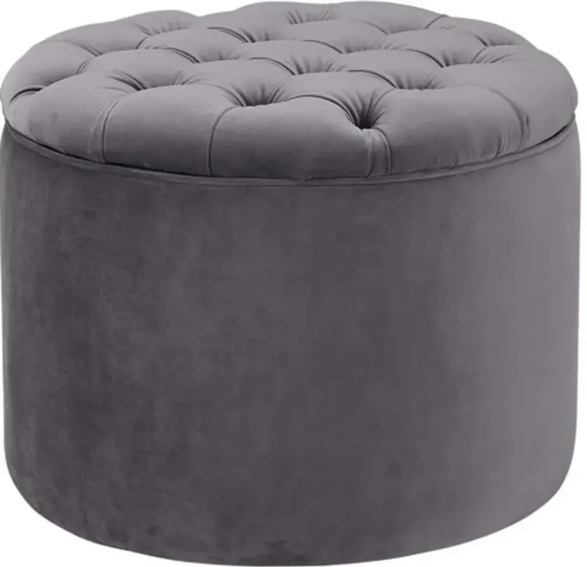 TOV Furniture Queen Grey Velvet Storage Ottoman