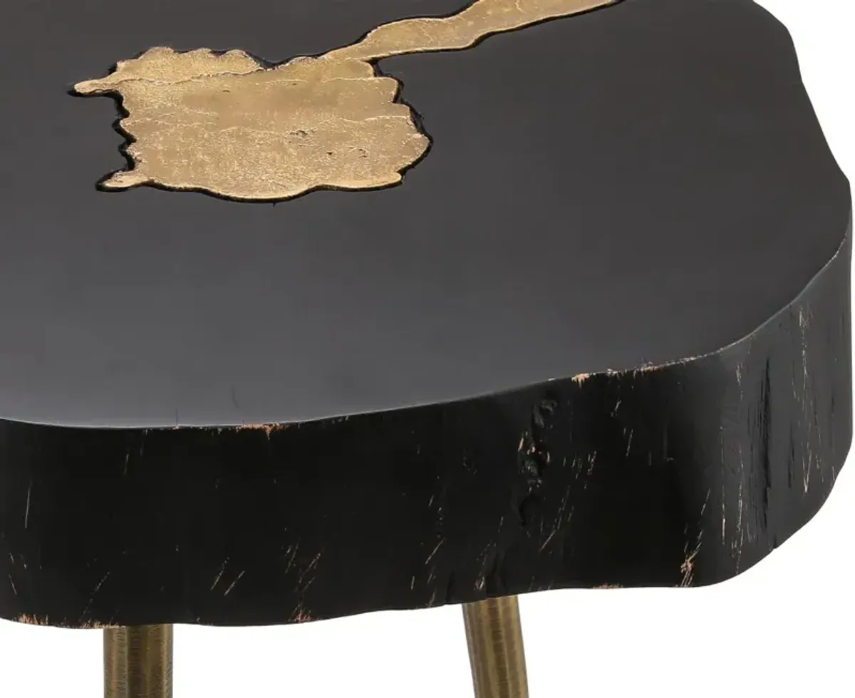 TOV Furniture Timber Black and Brass Side Table