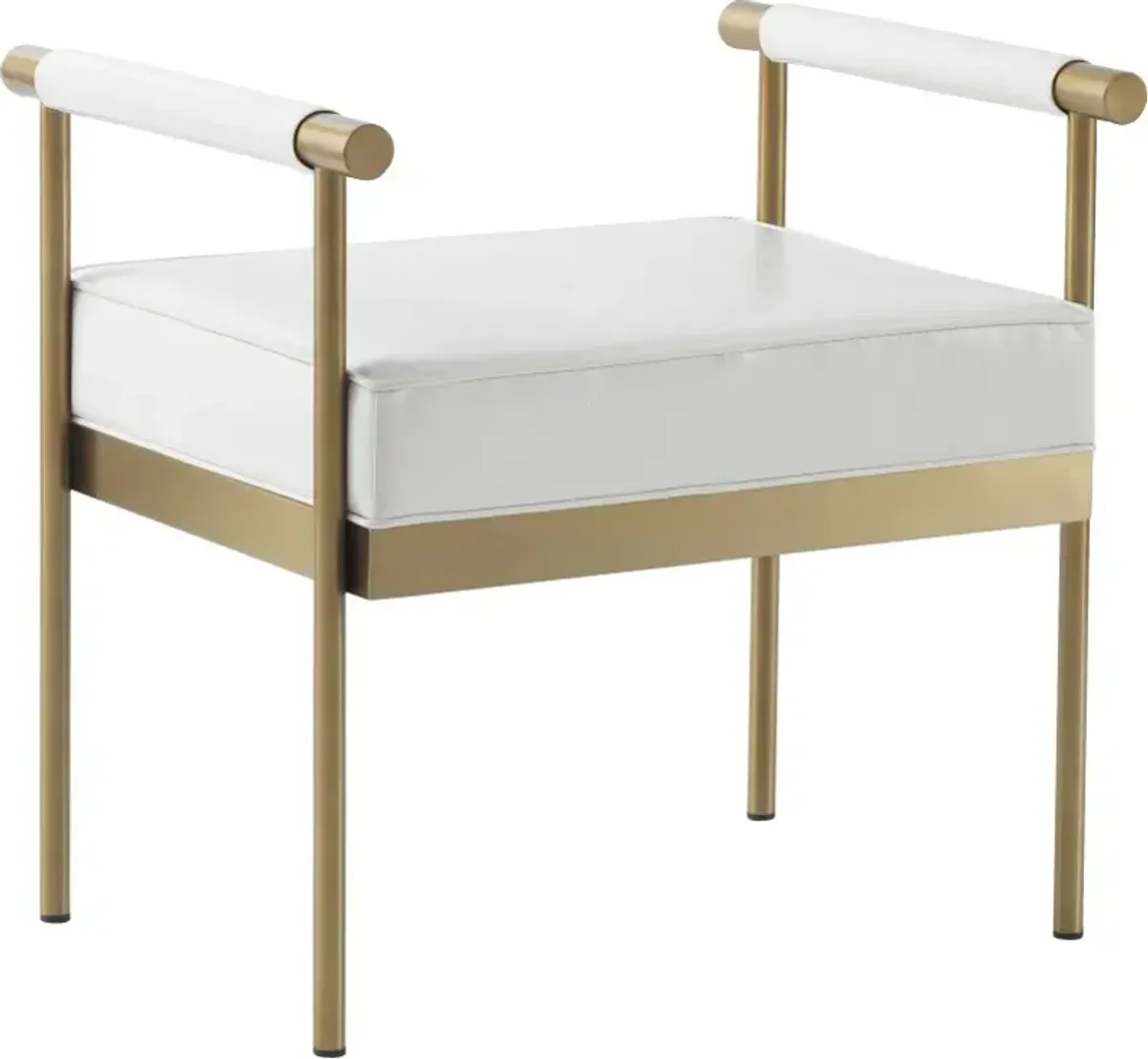 TOV Furniture Diva White Vegan Leather Bench