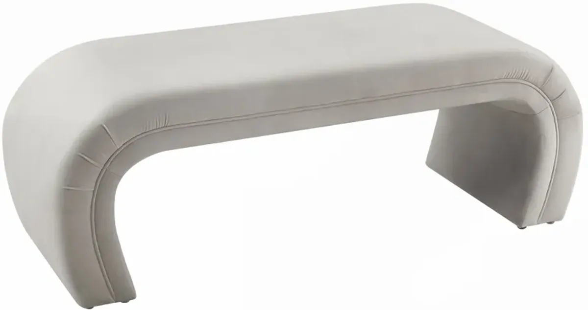 TOV Furniture Kenya Light Grey Velvet Bench