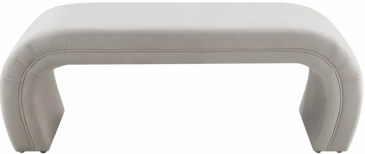 TOV Furniture Kenya Light Grey Velvet Bench