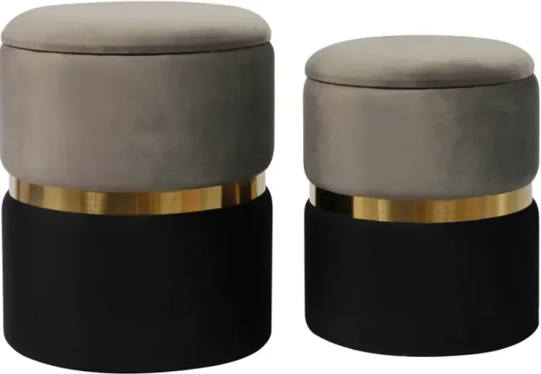 TOV Furniture Gigi Grey Set of 2 Storage Ottomans