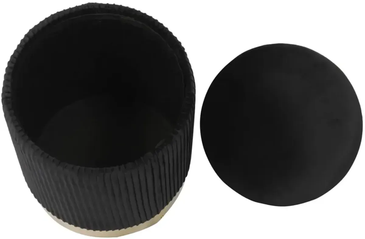 TOV Furniture Zoe Black Velvet Storage Ottoman