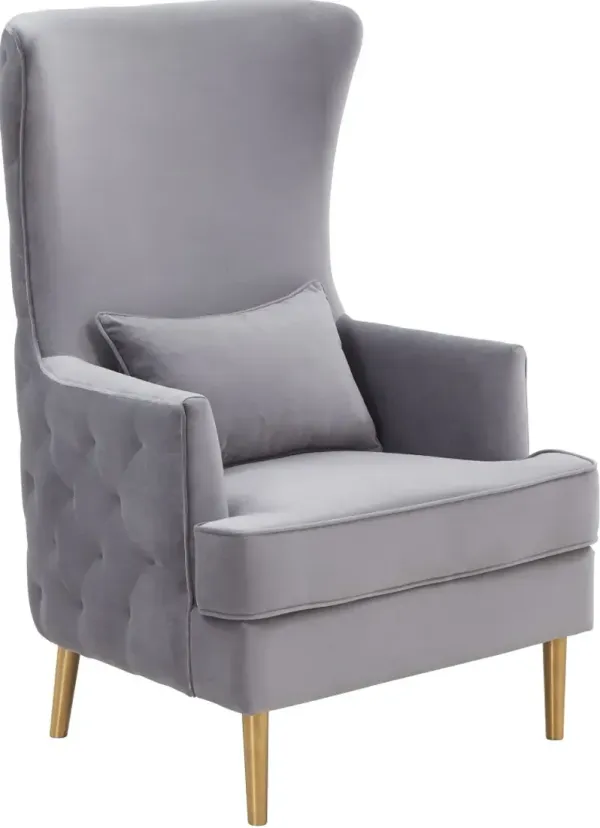 TOV Furniture Alina Grey Tall Tufted Back Chair