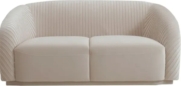 TOV Furniture Yara Pleated Beige Velvet Loveseat